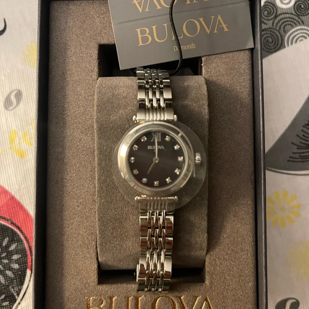 Bulova Silver Women's Watch with Black Dial - Picture 4 of 8